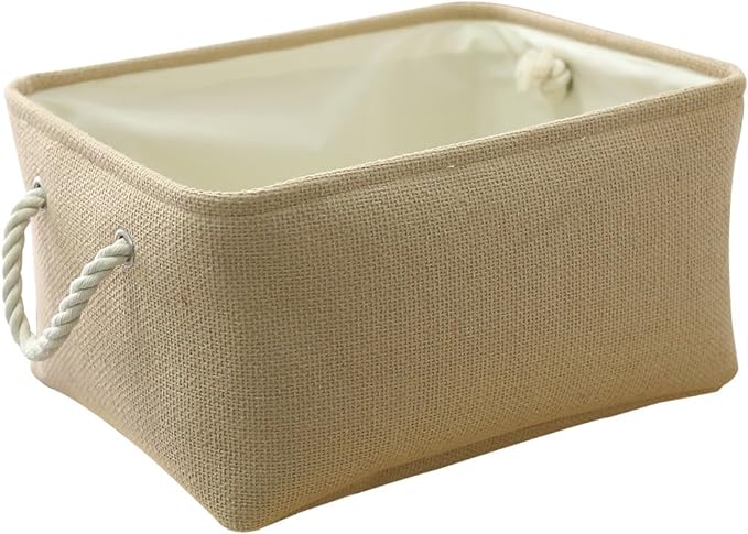 TheWarmHome Large Storage Basket - Fabric Storage Baskets for Organizing Shelves, Collapsible Storage Bin Organizer for Closet Bookself Laundry Dog Toy Home Organization, Decorative Beige Basket Gift