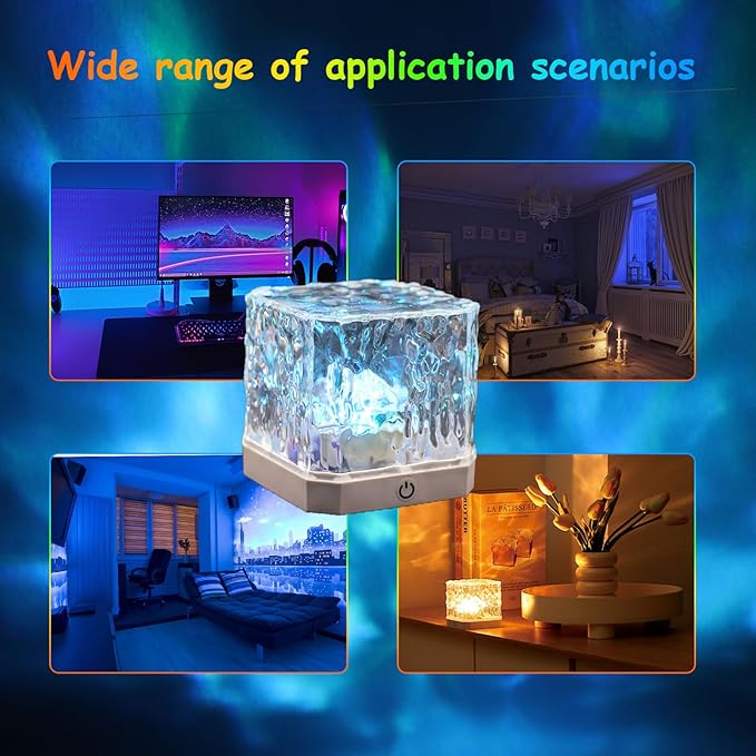 Ocean Lamp, 16 Colors Adjustable Northern Lights Projector, Mute Northern Lights Lamp, Aurora Light Projector with Remote for Bedroom Living Bath Bar