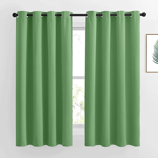 NICETOWN Forest Green Blackout Curtains Grommet - Thermal Insulated Solid Grommet Blackout Curtains/Panels/Drapes for Bedroom (2-Pack, 52 by 45-Inch)