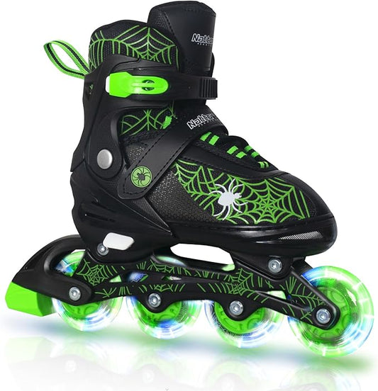Nattork Kids Adjustable Inline Skates with PU Flash Wheels, Fun Roller Skates for Ages 4-12, Indoor/Outdoor Birthday Gift for Son and Grandson