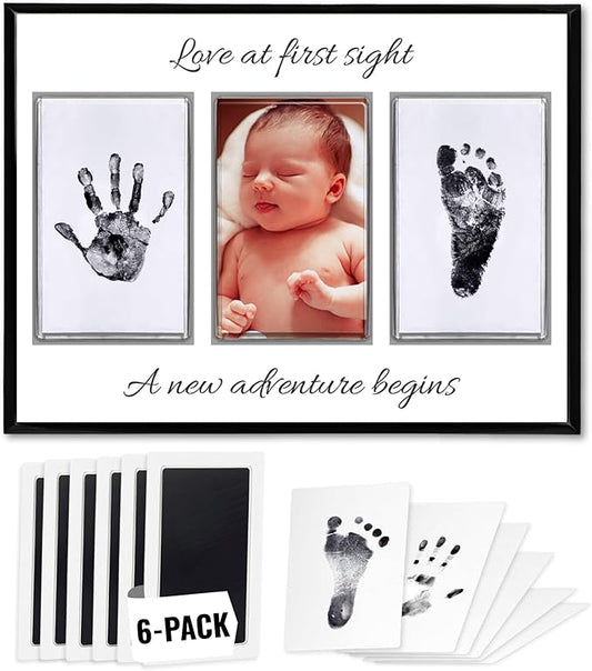 Inkless Hand and Footprint Kit, Baby Keepsake Plaque & Baby Shower Gifts - Ideal as Mom To Be Gift, Nursery Picture Frames, Clean Touch Hand and Footprint Kit (Style 2 - Design 2)