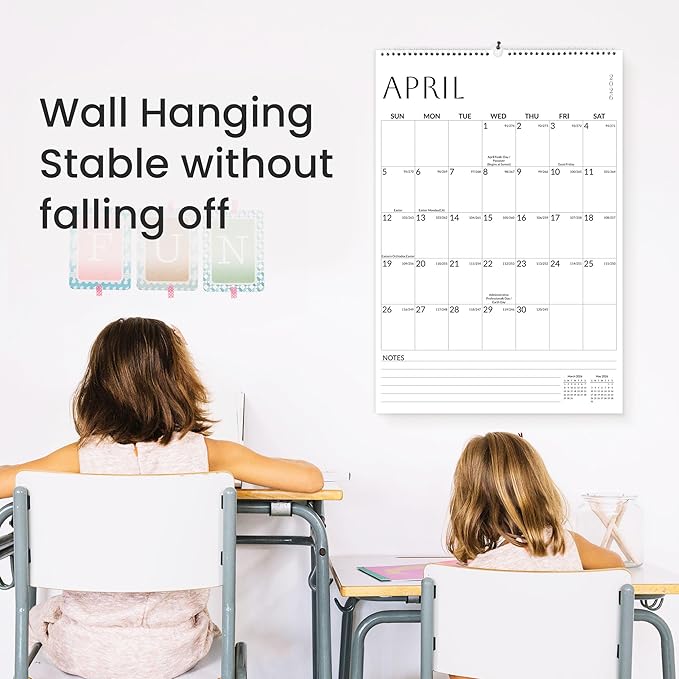 SUNEE Wall Calendar 2025-2026 Large 22.75"x15.5", 21 Month Calendar from October 2025 to June 2027, Vertical Extra Large Monthly Calendar 2026 for Wall, White