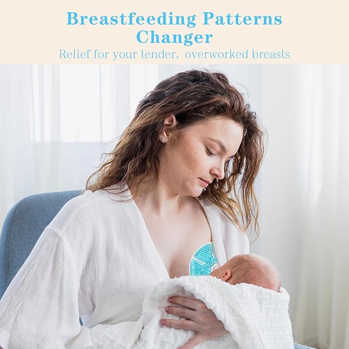 Hot/Cold Breast Gel Bead Ice Packs Breast Cooling/Heat Pads Relief for Breastfeeding, Nursing Pain, Mastitis, Engorgement, Swelling, Plugged Ducts | Boost Milk Let-Down & Production,2 Pack (Blue)