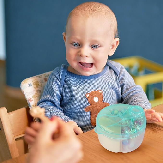 Accmor Baby Formula Dispenser On The Go, Formula Container to Go, Non-Spill Rotating Three-Compartment Formula Dispenser and Snack Storage Container for Infant Toddler Traveling