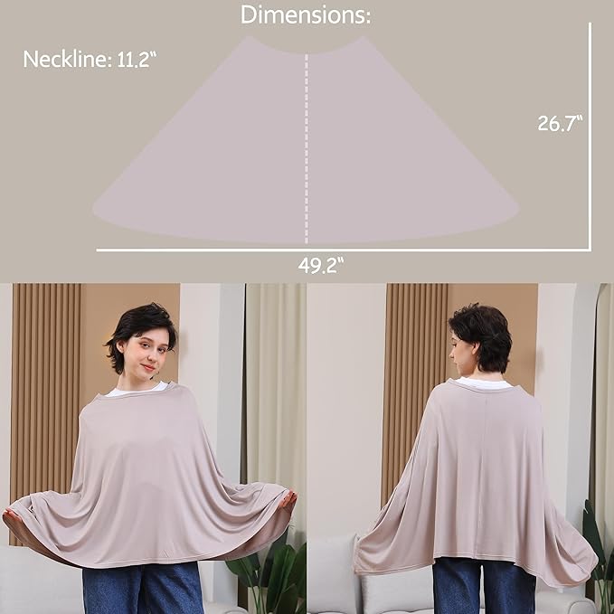 Multi-use Nursing Cover for Breastfeeding, 360°Full Coverage Nursing Poncho, Rayon Soft & Breathable Breastfeeding Cover up (Smooth Rayon, Warm Taupe)