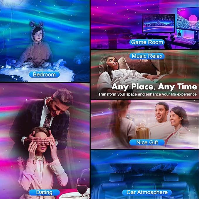 Star Projector Northern Lights, Galaxy Projector for Bedroom, Aurora Projector with Bluetooth Speaker, Timer and Remote, Teen Girl Room Decor, Cool Gifts for Kids, Adults, Birthday