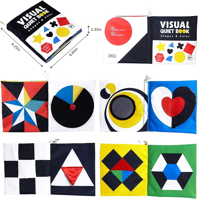 beiens High Contrast Black and White Baby Book - Touch and Feel Crinkle Sensory Toy - Visual Stimulation Interactive Montessori Toys for 0-12 Months Infant Newborn - Baby Gift for Boys Girls