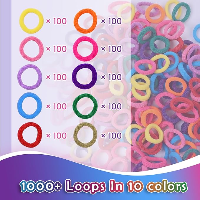 FUNiOi 1000 PCS Cat Weaving Loom Refill for Bracelet Making Kit, DIY Arts and Crafts Supplies, Baby Hair Ties for Girls Ages 6-12, Gift Idea for Kids and Beginners