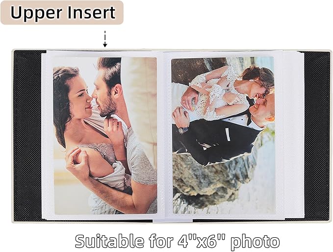 RECUTMS Photo Album 4x6 52 Photos - Small Mini Capacity Premium Leather Cover, Small Capacity Pictures Book Easy to Classify and Portable for Wedding Family Baby Vacation(Beige)