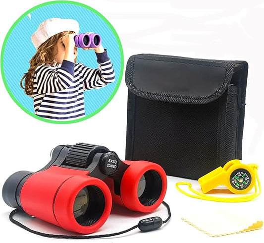Kids Binoculars Best Gifts for 3-12 Years Boys Girls High-Resolution Optics Shockproof Mini Compact Binocuolar Toys Folding Small Telescope for Bird Watching Camping Outdoor Play