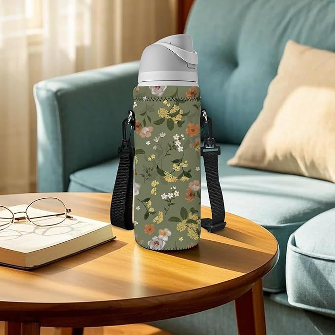 Neoprene Water Bottle Carrier Bag with Adjustable Shoulder Strap for Men Women Walking Hiking,Portable Insulated Holder Case for Stainless Steel/Glass/Plastic Bottles