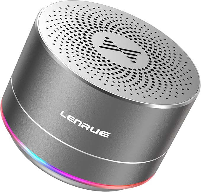 LENRUE Portable Bluetooth Speakers,Wireless Speaker with Clear Sound, Long Playtime, Small Mini Metal Speaker,Christmas Birthday Gifts for Men, Women,Kids (Space-Gray)