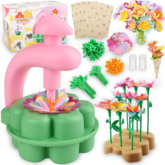 Fabric Flower Bouquets Toys, DIY Craft Kits Toys for Kids, Educational Arts & Crafts Toy, Build Your Own Flowers, DIY Creative Activity Christmas Birthday Gift for 4 5 6 7 8+ Year Old Toddler Girls