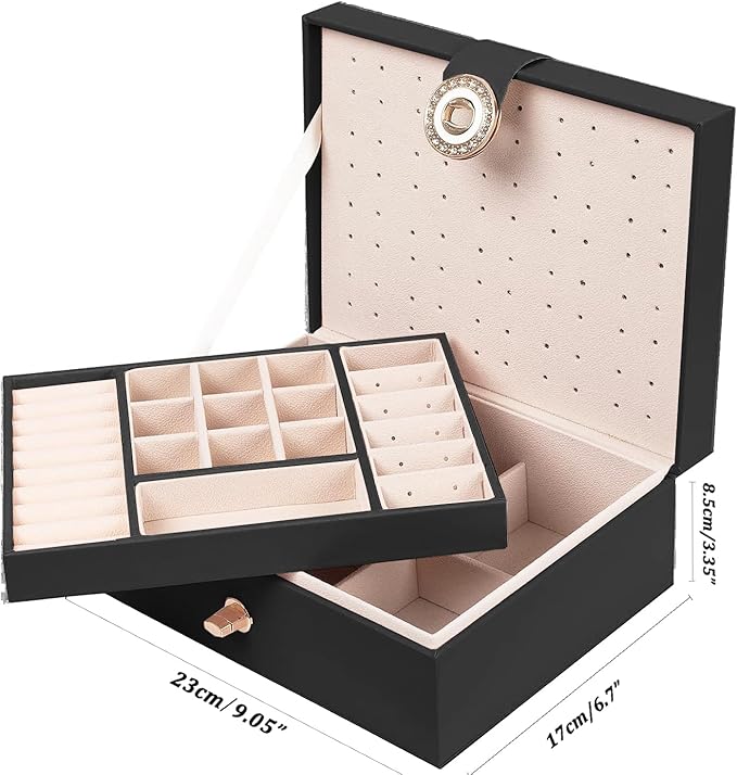 Womens Earring Jewelry Box for Girls Jewelry Earring Organizer Box Earring Holder Organizer for Girls Jewelry Organizer Earring Boxes for Women Girls Stud Earring Organizer Jewelry Box Black