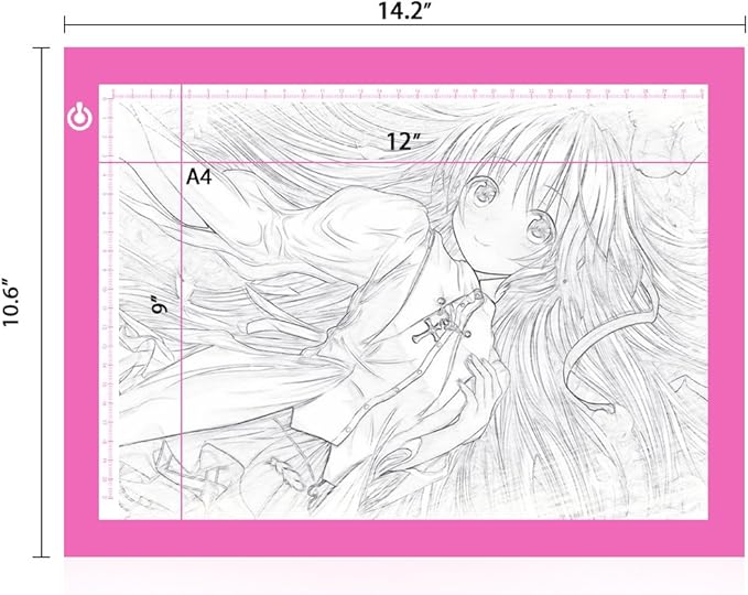 LitEnergy Portable A4 LED Copy Board Light Tracing Box, Pink Ultra-Thin Adjustable USB Power Artcraft LED Trace Light Pad for Tattoo Drawing, Streaming, Sketching, Animation, Stenciling