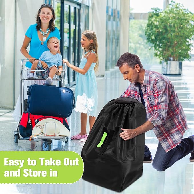 Car Seat Bags For Airplane Travel, Durable Carseat Cover For Air Travel Car Seat Travel Bag with Shoulder Straps and 2pcs Luggage Tags For Airplane