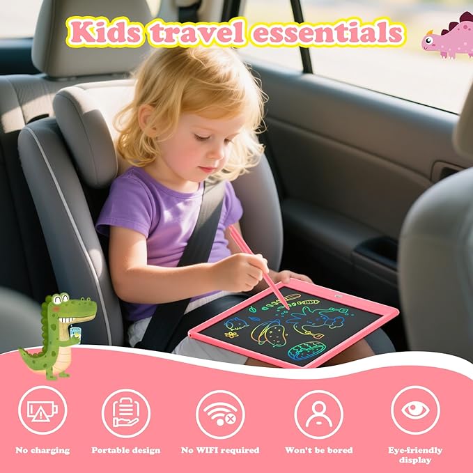LCD Writing Tablet for Kids Age 3-12 Years-10 Inch, Portable/Interactive/Mess Free Coloring/Reusable Used for Family Educational Learning, Travel Calm Down Toys, Sketch Pad, Stuffers Gifts for Teen