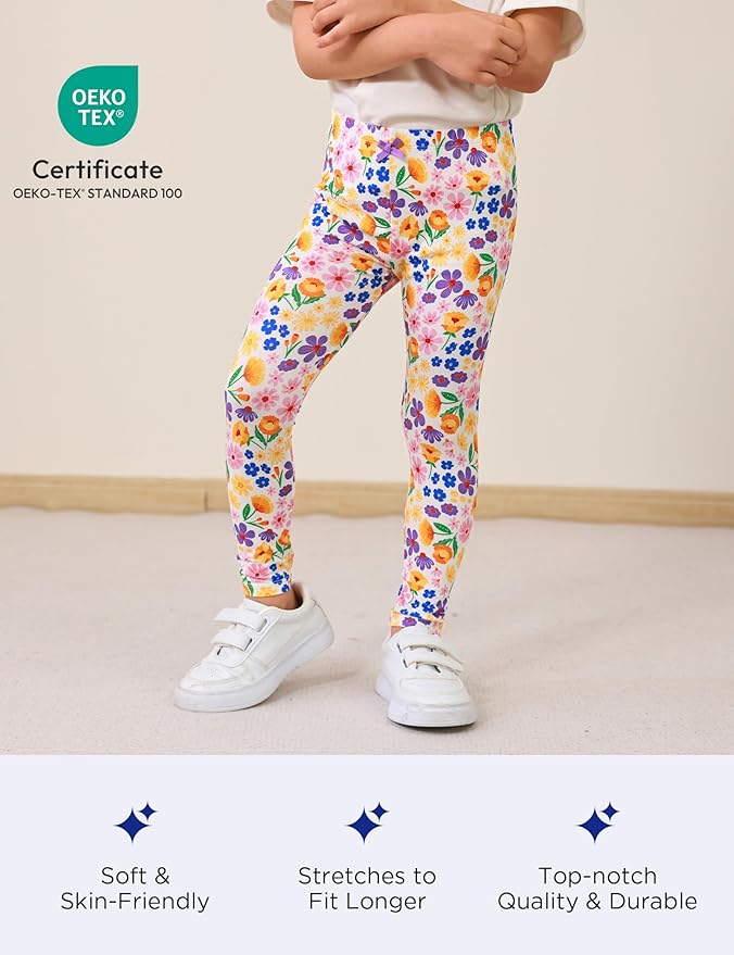 Toddler Girls Leggings 2-Pack Bamboo Viscose Little Girls Casual Stretch Pants