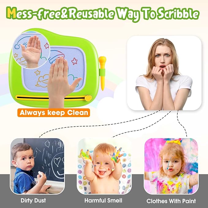 Smasiagon Toddler Toys Age 1-2 Year Old Boys Girls, Magnetic Drawing Doodle Board Pad Educational Learning Toys for 1 2 3 Year Old Boys Girls Gifts Birthday Party (Green)