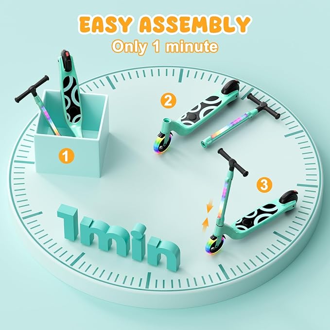 CBD Electric Scooter for Kids, 6 Mph Top Speed, Up to 5 Miles Range, 5.3" Solid Tires Wheel and Front Light, Kick Scooter Adjustable Height for Kids Age 6-12