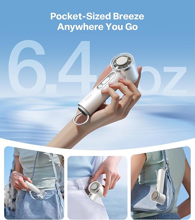 TORRAS COOLiFY iva Handheld Fan with Ice Cooler, [Chill by 50F], 0-100 Adjustable Speed, Super Mini Powerful Portable Fan 5000mAh Rechargeable, Hand Fans for Travel Essentials, Gifts for Women, Ivory