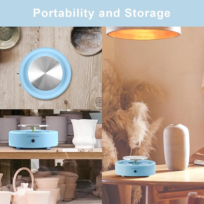 Mini Pottery Wheel Kit - 6" Pottery Wheel for Kids, Teens & Adults Beginners, 2 Lb Air Dry Clay & 18PCS Clay Tools Included, Crafts for Home DIY, Ceramic Work & Art Creatio