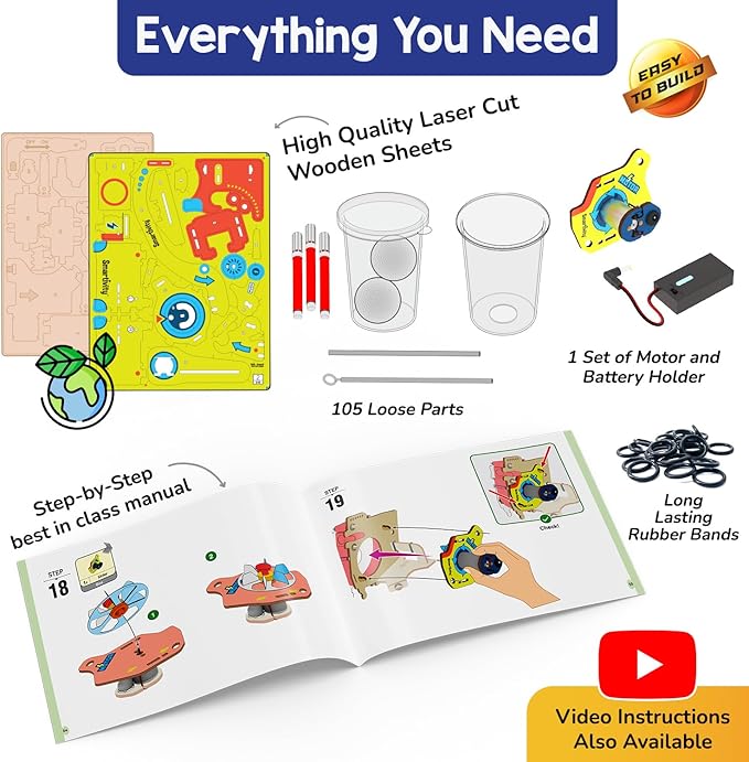 Smartivity 10-in-1 Motor-Powered Gadgets Kit for Kids Ages 6,7,8,9,10,11,12 Years Old | Build 10+ Cool Electronics Projects | Birthday Gift for Smart Kids | DIY STEM Toy for Boys & Girls 6-12