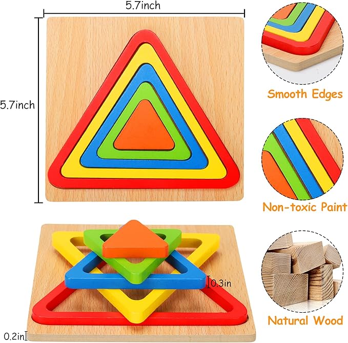 Toddler Puzzles Montessori Toy Wooden Shape Sorting Puzzle Sensory Toy Toddler Activities Preschool Learning Educational Autistic Developmental 1 2 3 Year Old Girl Boy 1-3 Dementia Game Easter Gift