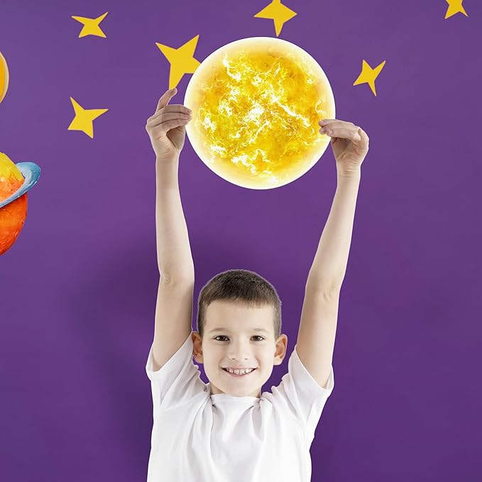 Glow in The Dark Sun for Ceiling, Luminous Planet Wall Sticker, Kids Bedroom Wall Decal, Sticky Fluorescence Sun, Gift for Boys and Girls (Green)