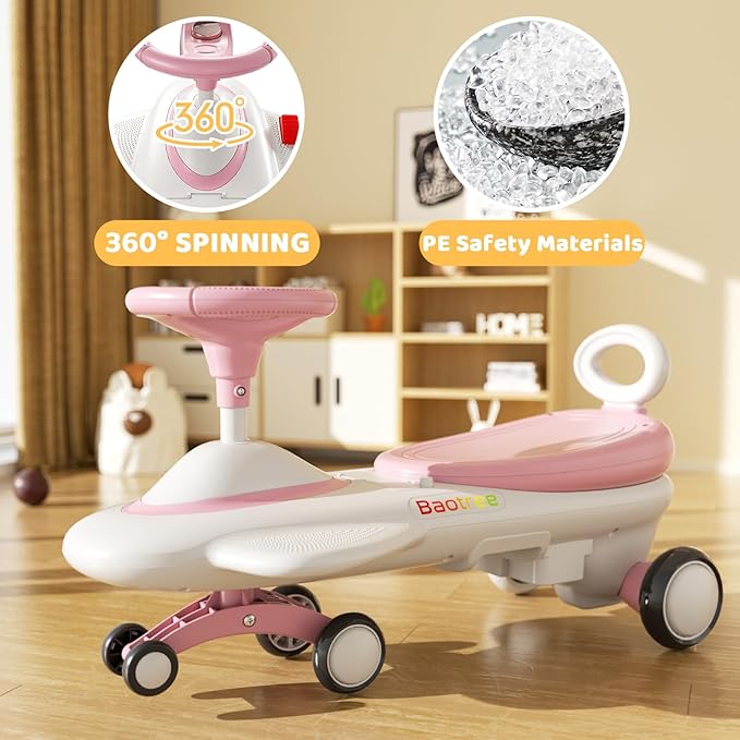 Kids Electric Ride On Car 12V - Electric Wiggle Car with Rechargeable Battery, LED Lights & Music,Anti-Rollover for Boys Girls Ages 3-8, Indoor/Outdoor Toy Vehicle up to 150 lbs