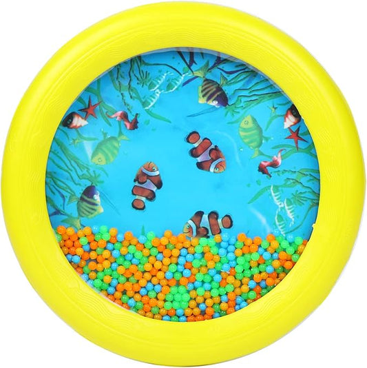 Musfunny Ocean Drum Wave Bead Drums Gentle Sea Sound Music Gift Musical Educational Sea Sound Drum Tool for Kid Child Baby (Yellow)