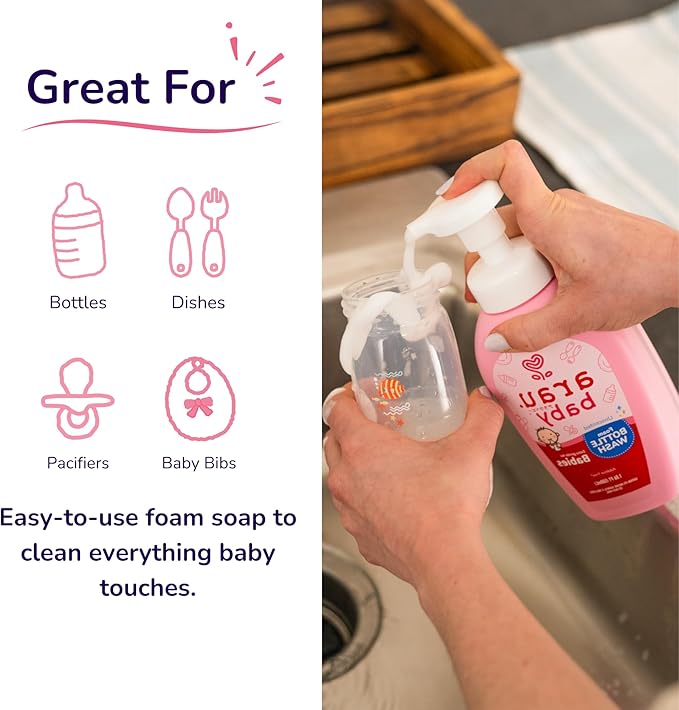 Unscented Foam Bottle Wash, Natural Plant Based Baby Bottle & Dish Soap, No Artificial Fragrance or Additives, Gentle for Washing Bottles, Pacifiers and Toys, Easy Rinse, 15.21 Fl Oz