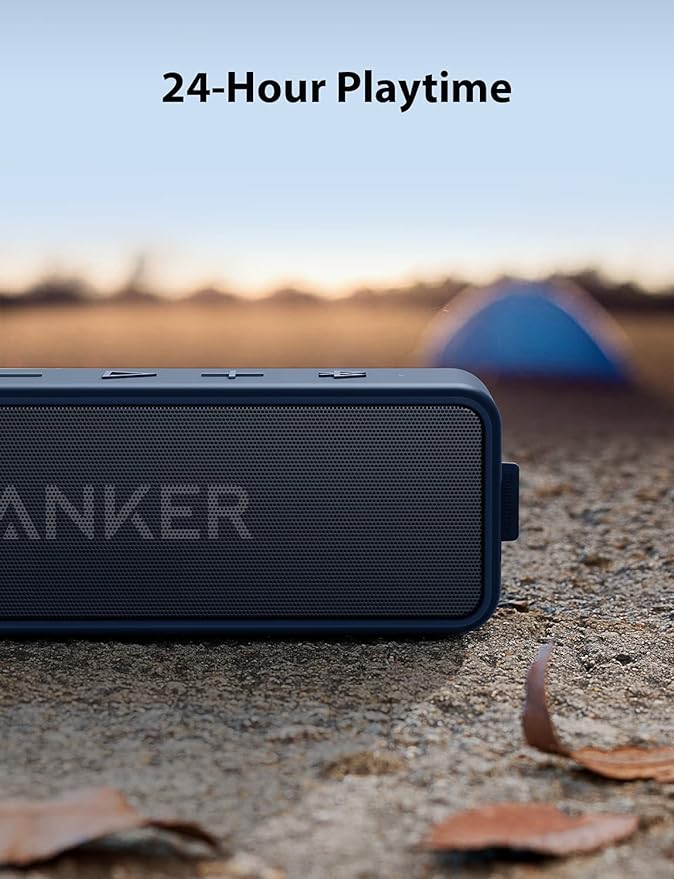 Anker Soundcore 2, 12W Dual-Driver, Portable Bluetooth Speakers for Daily Use, and Wireless, 24-Hour Playtime, IPX7 Water Resistant, Built in Mic, 66 ft Bluetooth Range- Navy Blue