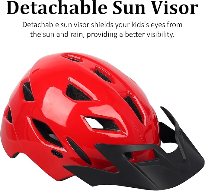 Kids Bike Helmet, Youth Toddler Boys Girls Helmets, 2 Size Adjustable for Ages 2-3-5-8-14 Years, Child Helmet with Visor and LED Light, Lightweight Multi-Sport Bicycle Scooter Cycling Helmets