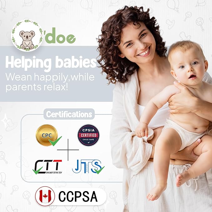 O'doe 17-Piece BPA-Free Silicone Baby Feeding Set | Thick & Soft Suction Plates, Baby Bowls, Wooden Fork & Spoon, and More | Make Mealtime Fun and Easy for Your Little One (Grey, V2)