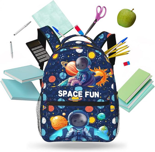 Space Moon Spacecraft Children Backpack For School Boys Girls Universe Planet Galaxy Space Ship Backpacks Funny Astronaut Rocket Stars Book Bag For School Travel Hiking For Boys Girls Kids