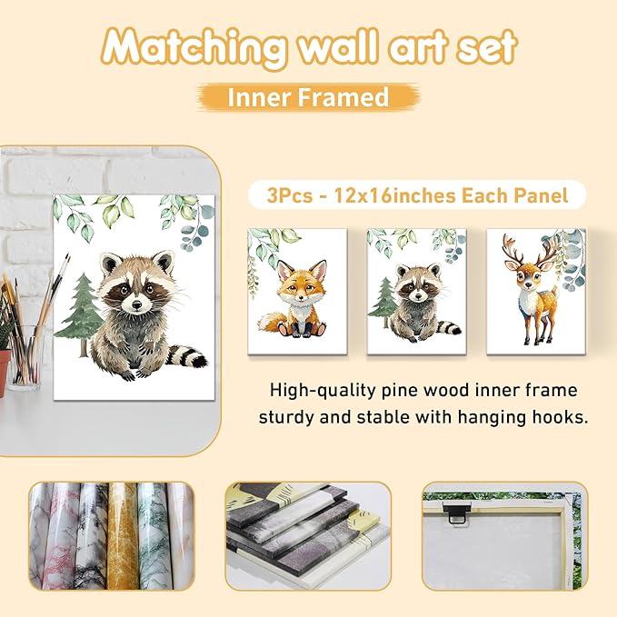 Personalized Baby Bedding Set, 5 Pcs Custom Baby Crib Sets with Name, Toddler Bedding Set for Baby Boys Girls, Forest Animal Double Layer Nursery Bedding Set, Customized Gifts for Infants Kids