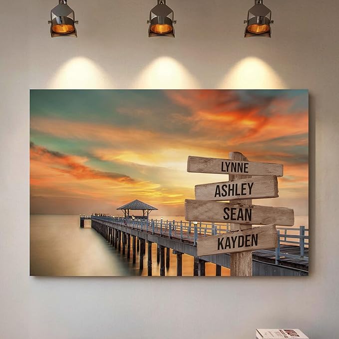 Personalized Gifts for Mom Family Names Street Custom Multi-Name Date of Birth Vintage Street Sign Happy Mothers Day Canvas Wall Art Best Christmas Gifts for Mommy from Daughter Son Children Kids #3