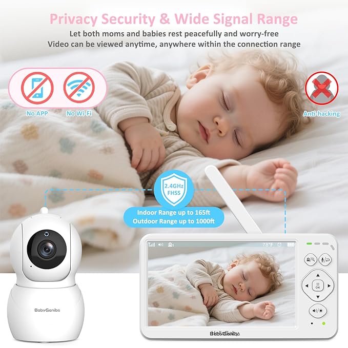 6" Big Screen No WiFi Baby Monitor with 3 Cameras, 1000ft Long Range, 2-Way Talk, 8 Lullabies, ECO Mode, Infrared Night Vision, 150 Languages, Perfect Baby Shower,Baby Register Gift