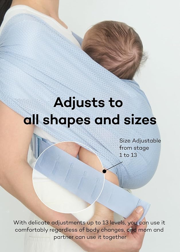 Konny Baby Carrier Flex AirMesh with Head Support- Adjustable, Easy to Wear Baby Wrap Sling, Perfect for Newborn Babies Essentials up to 44 lbs (M-4XL) -Charcoal