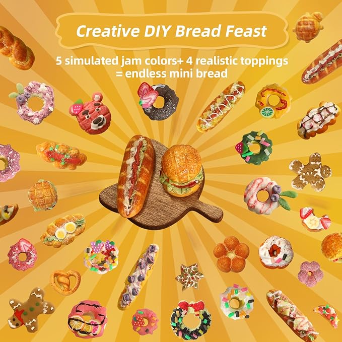 iLAND Cute Crafts for Teens Women Adults of DIY Air Dry Clay Art Mini Food, Modeling Clay Kit for Fun Date Night Craft Set Realistic 1/12 Scale Accessories for Dollhouse Kitchen Creative Crafting Gift