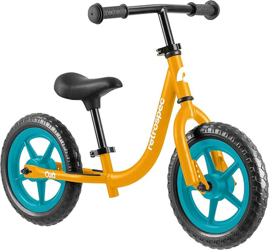 Retrospec Cub Toddler 12" Balance Bike, 18 Months - 3 Years Old, No Pedal Beginner Kids Bicycle for Girls & Boys, Flat-Free Tires, Adjustable Seat, & Durable Frame