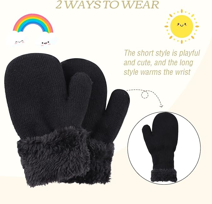 PESAAT Baby Girl Mittens Fleece Toddler Boy Mittens Warm Kids Winter Gloves Unisex Cold Weather Baby Gloves