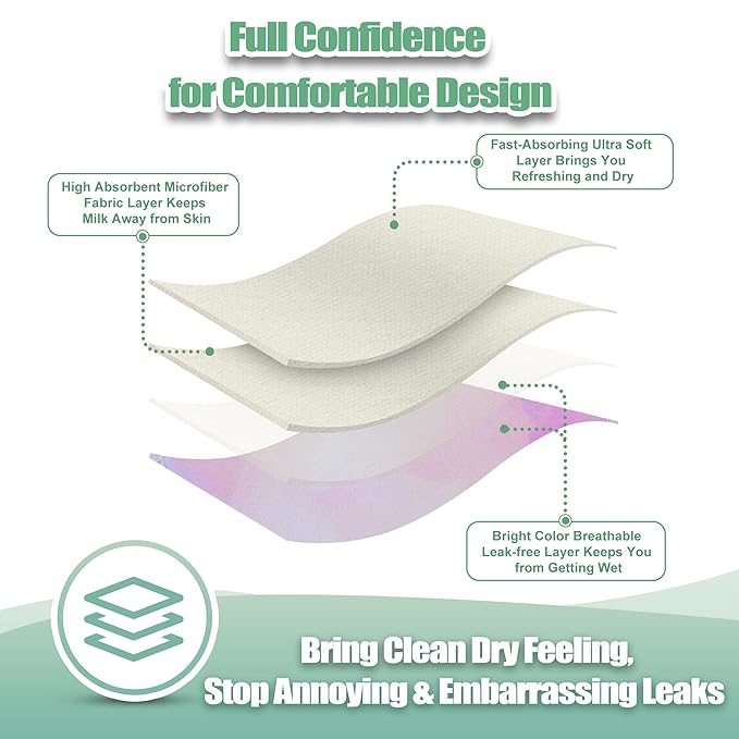 wegreeco Nursing Breast Pads (14 Pack) + Laundry Bag & Travel Storage Bag, 4.7 inch - Washable & Reusable Breastfeeding Nursing Pads (Plain Shape, Watercolors, Large)