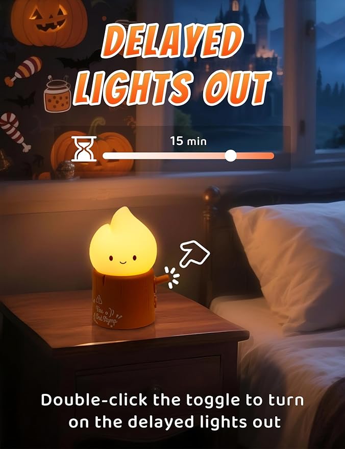 Halloween Candles Light for Kids, Electronic LED Flameless Candle, Cute Emotional Support Flame Night Lamp, Mood Candlelight for Halloween Christmas Birthday Party Decor