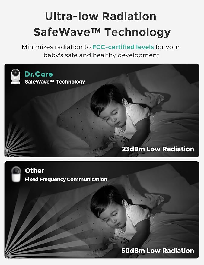 NovaView Video Baby Monitor - 5” 1080P Display, Ultra-Low Radiation, 5000mAh Battery, Clear Night Vision, Real-Time/VOX, 2X/4X Zoom, 1000ft Range, 2-Way Audio, Pan & Tilt, No WiFi Baby Camera