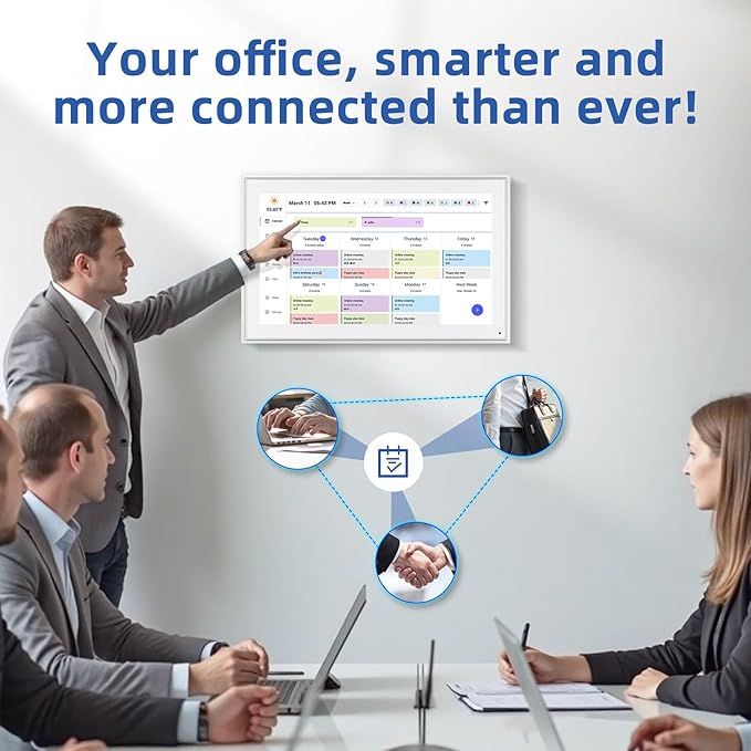 21.5 Inch Digital Calendar, Electronic Chore Chart, Smart Weekly and Monthly Planner 1920 * 1080P IPS Touchscreen Wall and Desk Calendar for Family Schedules, White