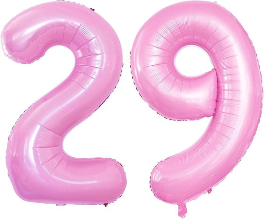 GOER Number 29 Balloons for 29th Birthday Party Decorations,42 Inch Jumbo Foil Helium 92 Balloons for 92nd Birthday Party Decoration (Light Pink)