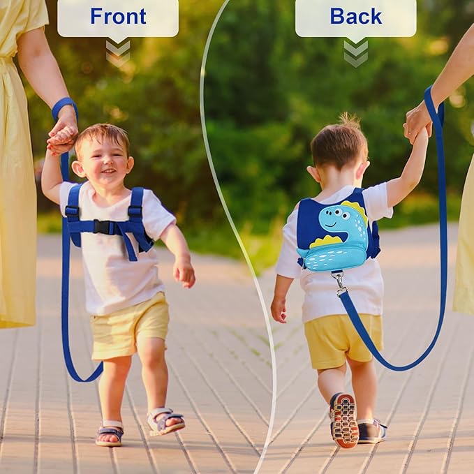 Accmor Toddler Harness Leash with Anti Lost Wrist Link, Cute Dinosaur Kids Walking Restraint Belt, Keep Child Close Hand Strap Tether for Baby Boys Girls Outdoor Travel