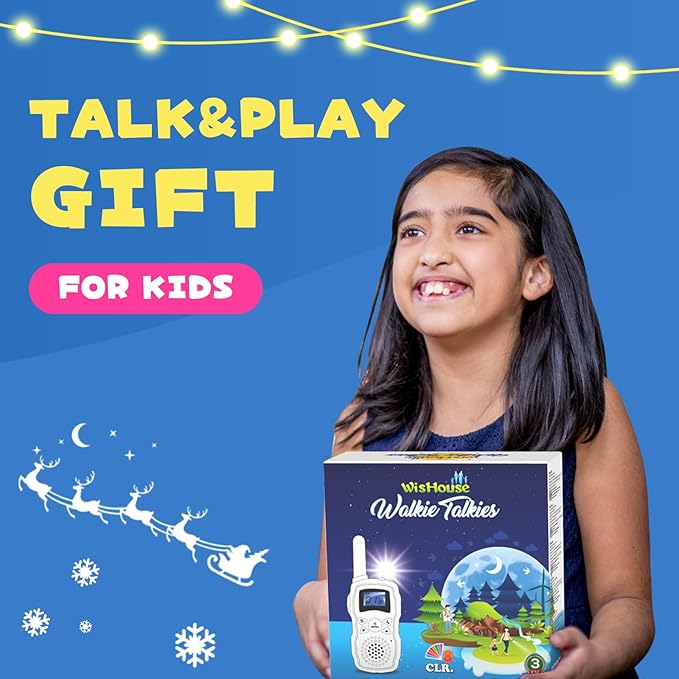 Wishouse Walkie Talkies for Kids Rechargeable with USB Charger 6000mAh Battery,Outdoor Camping Games with Flashlight Lanyard,Toys for Girls,Halloween Xmas Birthday Gift for Children 2 Pack Pink Purple